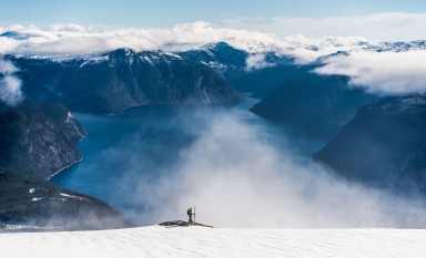 Fjord, mountain and snow, Sogndal